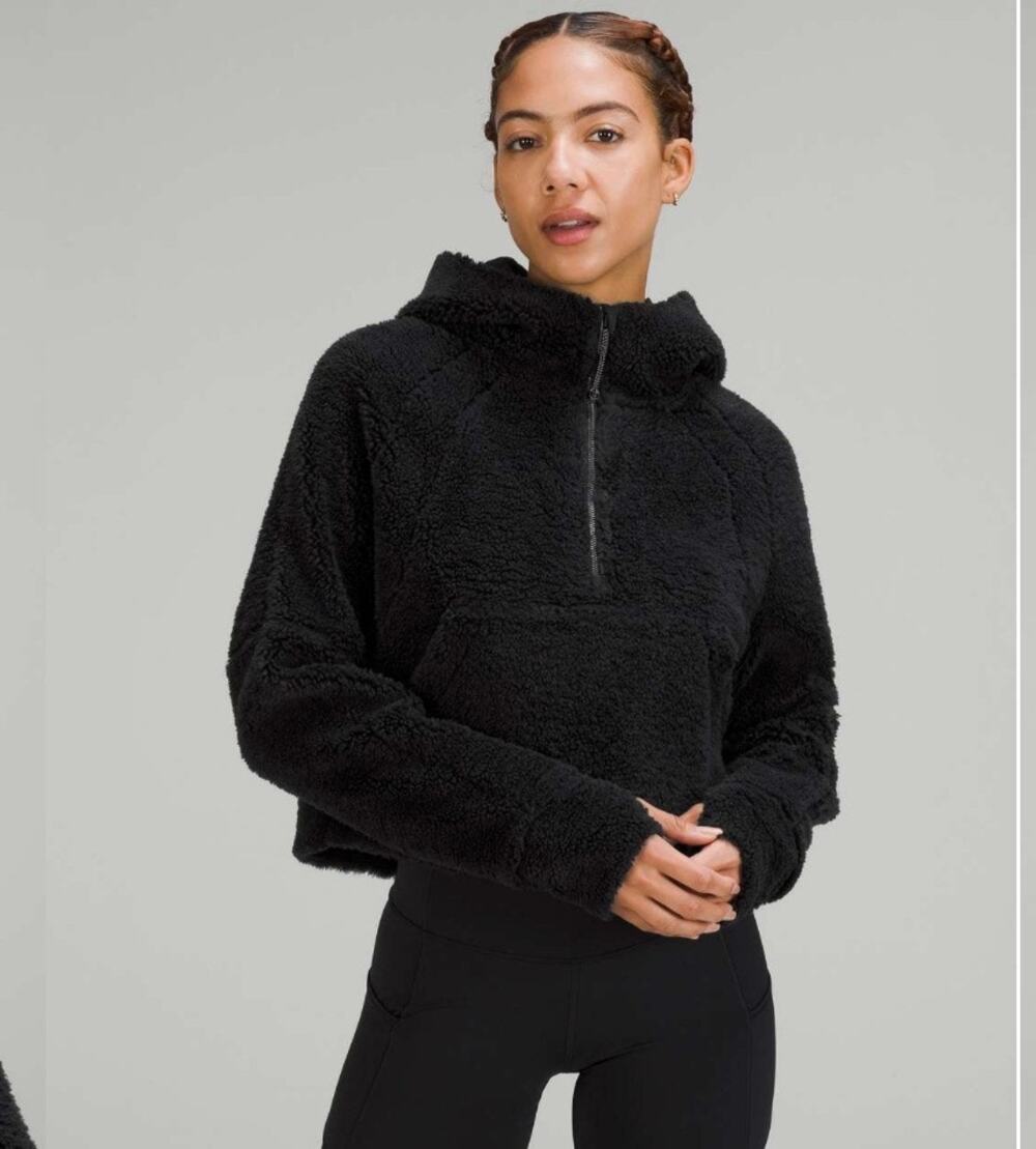 Lululemon Scuba Oversized Half-Zip Fleece Hoodie Black Style W3FYTS Size M/L